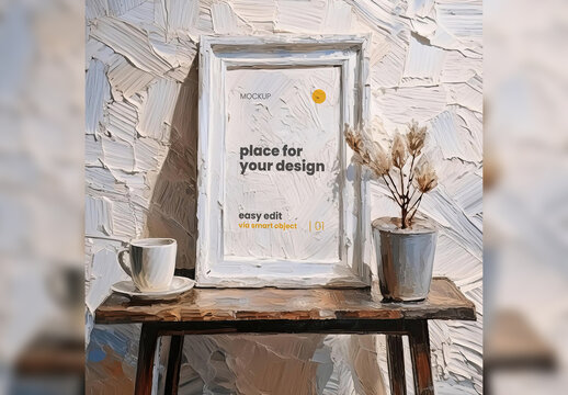 Painted Portrait Inside Painting Mockup Generative Ai