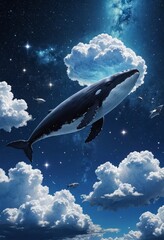 Whale Flying Through the Clouds