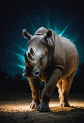 Obraz premium Rhino Under a Starry Night