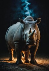 Obraz premium White Rhino in the Dark