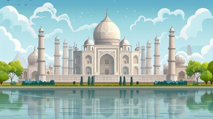 Obraz premium Historical Landmarks: Illustrate historical landmarks with detailed architecture, scenic surroundings