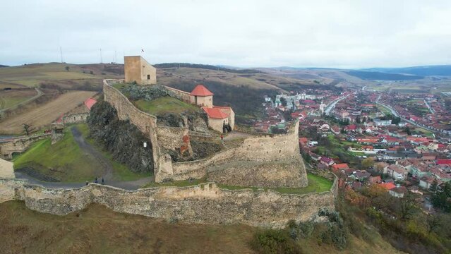 fortified church Romania transilvania drone