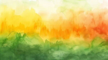 Fototapeta premium Abstract Watercolor Landscape with Green and Orange Hues, Generative AI