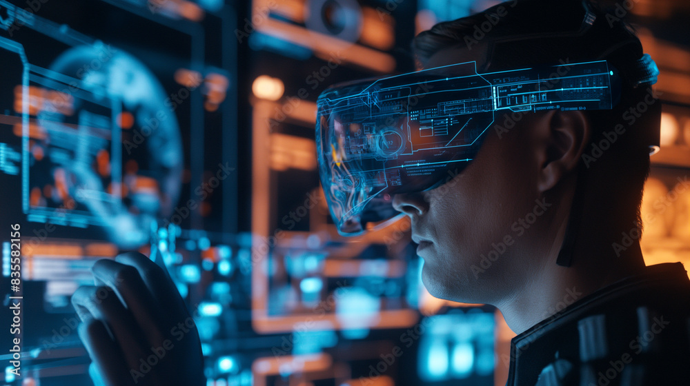 Poster cyber security expert ethical hacker working on cyber security using futuristic augmented reality te