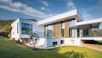 Modern villa that captures the sleek and minimalist architecture of the Bauhaus movement