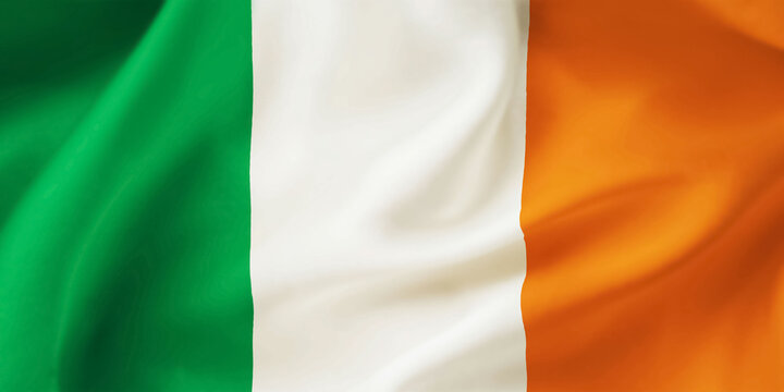Ireland waving flag background.3D illustration of Irish flag