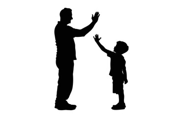 Father and Son high five Silhouette Vector Clip art isolated on a white background