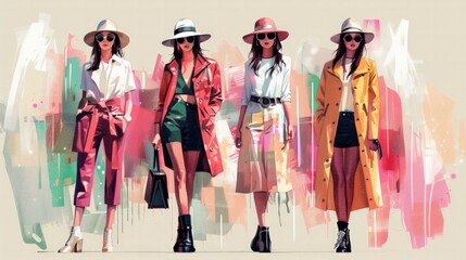 Modern Fashion Lookbook: Illustrate a modern fashion lookbook with stylish models, trendy outfits, and chic backgrounds