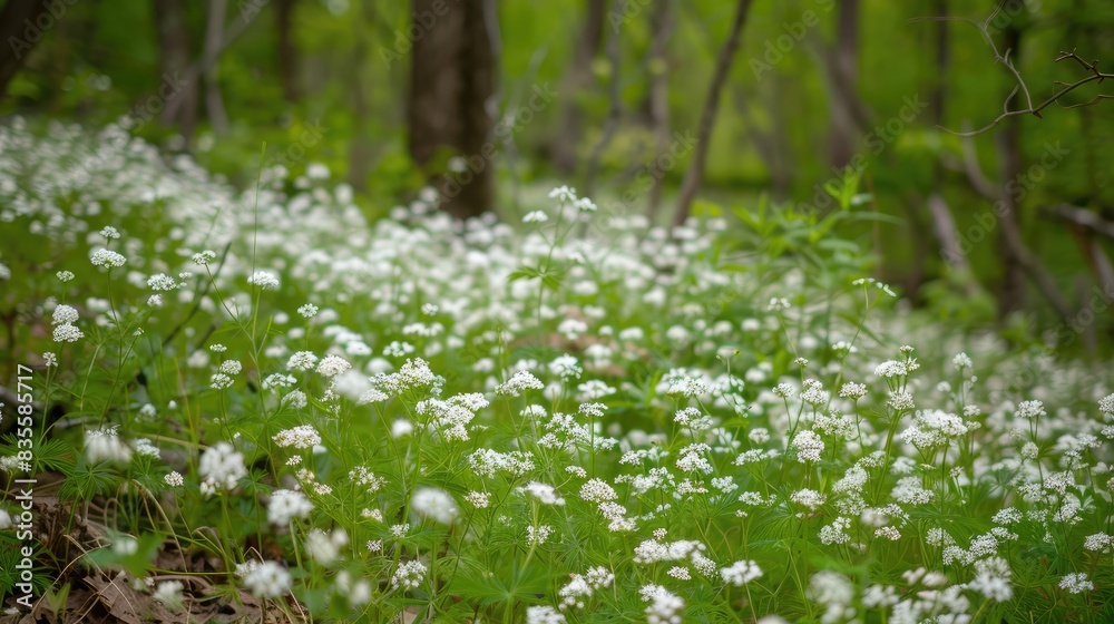 Canvas Prints perennial baby s breath carpeted with small white flowers in the woods