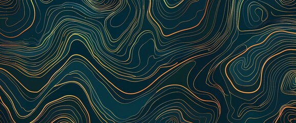 Fototapeta premium topography lines pattern background in teal and gold colors, minimalistic design for a web banner, social media template or website cover layout, concept design for a graphic designer, business card