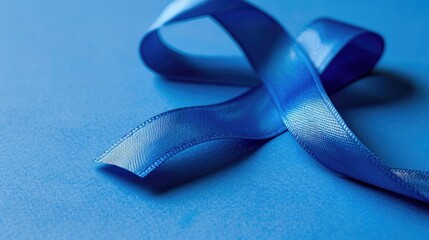 Ribbon representation for prostate cancer idea related to colon cancer symbol of a blue ribbon