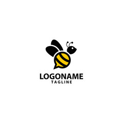 chat bee logo design vector