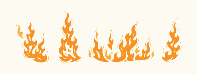 Vector Set of Fire Flames. Campfire. Bonfire. © AllNikArt