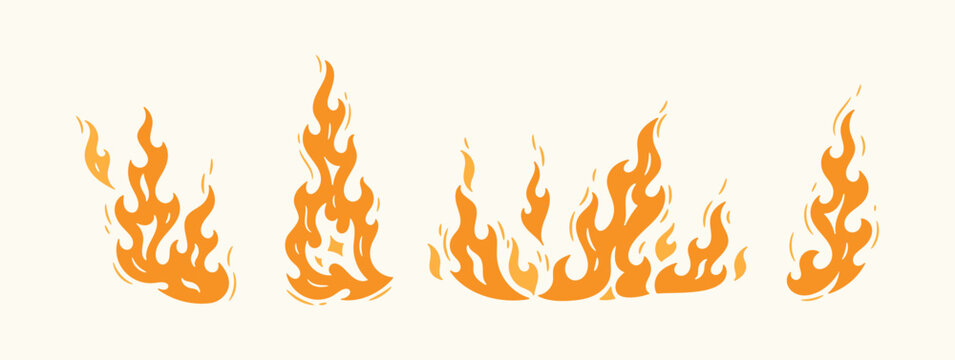 Vector Set of Fire Flames. Campfire. Bonfire.