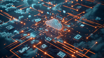 A computer chip with a cloud on it