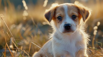 Adorable puppy from a pleasant breed gazing at the camera