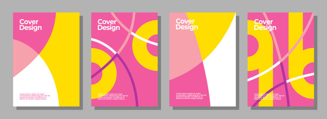 Abstract cover design template of dynamic lines combined with geometric shapes. Minimalist style design for flyer, poster, annual report, and other.