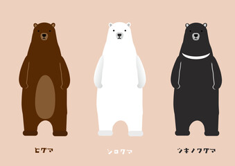 かわいい３種類のクマのイラストセット
