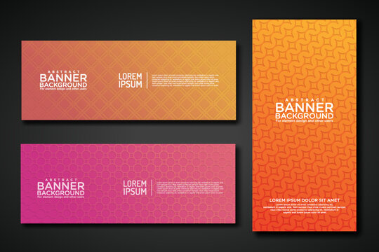 Set banner backgrounds with modern geometric lines textured pattern and colorful dynamic gradation