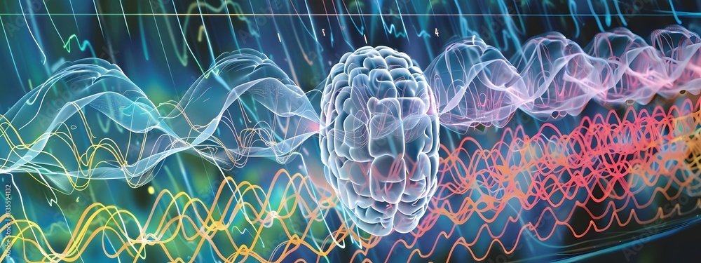 Poster visualizing brain waves an interpretation of neural activity