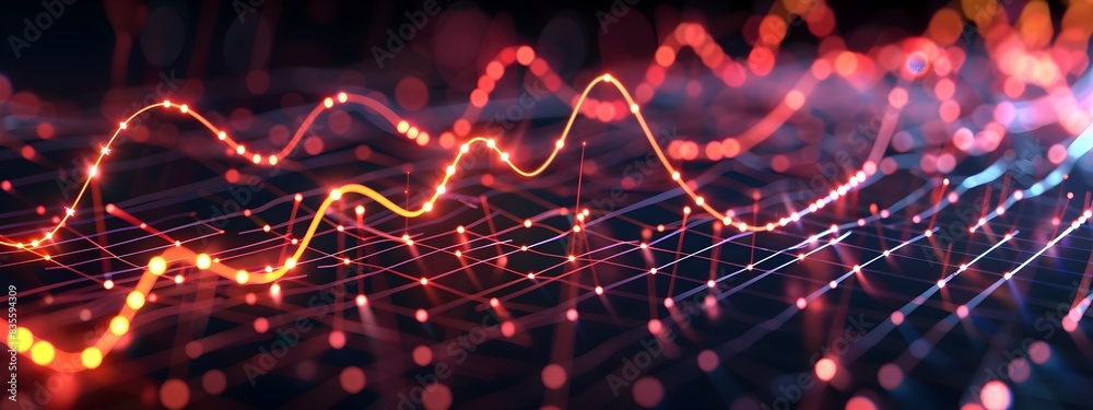 Poster electrical signal frequency graph visualizing pulse and waveform energy patterns