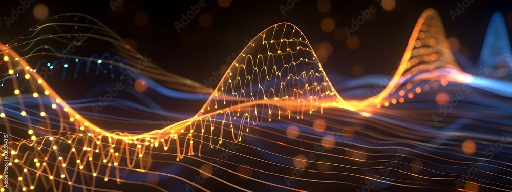 Poster visualizing the dynamics of an electrical signal a mesmerizing frequency graph