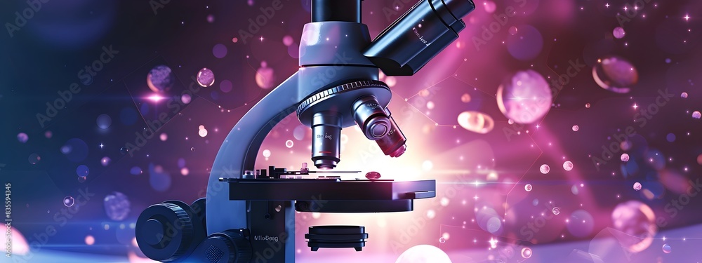 Poster microscope magnifying objects at different spatial frequencies in scientific research and analysis