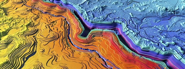 Vibrant Geological Fault Line Map Depicting Tectonic Plate Movement Patterns