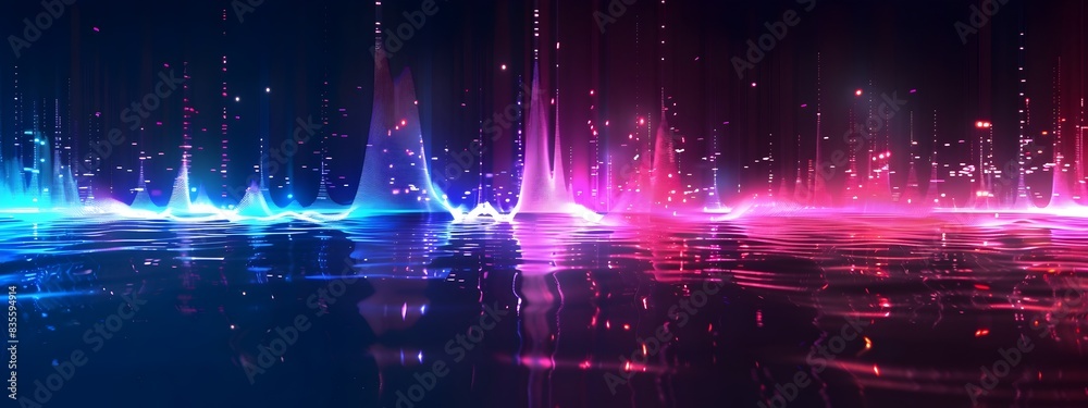 Poster vibrant spectrogram displaying sound frequency dynamics over time