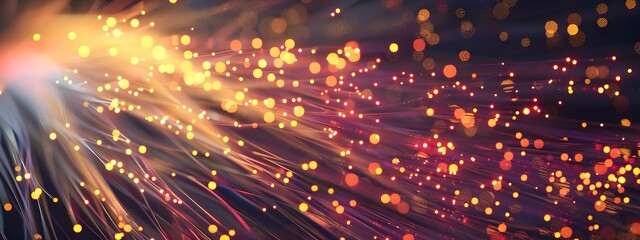 Fototapeta premium Fiber Optic Cable Transmitting Data at Different Frequencies Through Glass Fibers