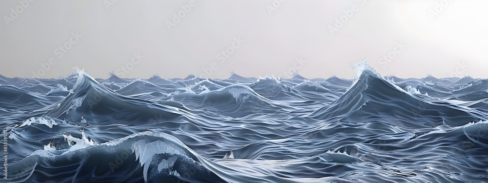 Poster mesmerizing 3d rendered ocean waves with dynamic fluid motion and fractal patterns