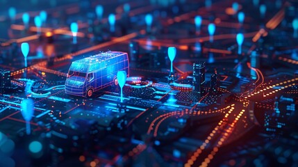 Futuristic Smart Logistics Network with Real-Time Tracking and Autonomous Trucks Enhancing Supply Chain Efficiency in Urban Environments - Generative AI