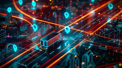Futuristic Smart Logistics Network with Real-Time Tracking and Autonomous Trucks Enhancing Supply Chain Efficiency in Urban Environments - Generative AI