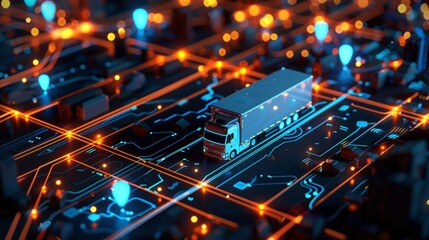 Futuristic Smart Logistics Network with Real-Time Tracking and Autonomous Trucks Enhancing Supply Chain Efficiency in Urban Environments - Generative AI