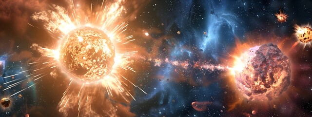 Fototapeta premium Mesmerizing Supernova Explosions Occurring at Different Frequencies in the Cosmic Grandeur of the