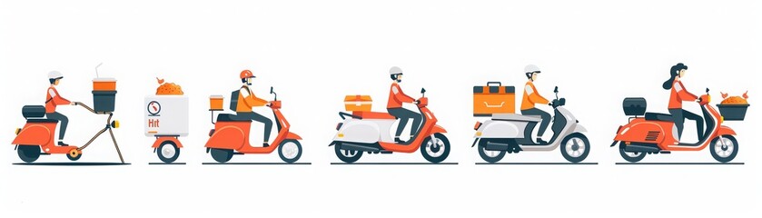 Obraz premium Scooter delivery service. Online order and fast shipping. Vector illustration.