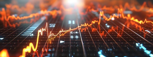 Fototapeta premium 3D Rendered Pulse Rate Monitor Display Visualizing Heart Rate Fluctuations