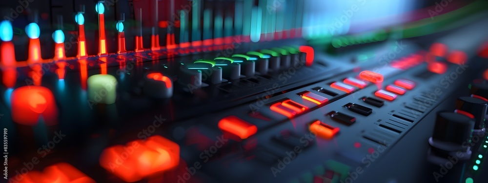 Poster futuristic 3d rendered frequency counter with digital display showcasing signal metrics