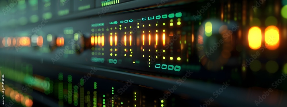 Poster digital frequency counter display showing signal measurement data