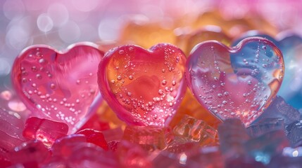Fototapeta premium pink heart with water drops