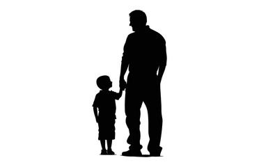 Dad Son holding hands black Clip art, Father and Son Standing Silhouette Vector