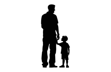 Father Son holding hands Silhouette Vector Clip art