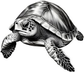Fototapeta premium Majestic sea turtle glides in water. 