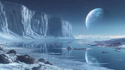 tranquil view of the interplanetary medium filled with faint glows of distant stars and planets