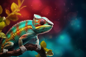 green lizard on a dark background, generative ai