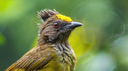 Close up image of Brown eared Bulbul on a simple background