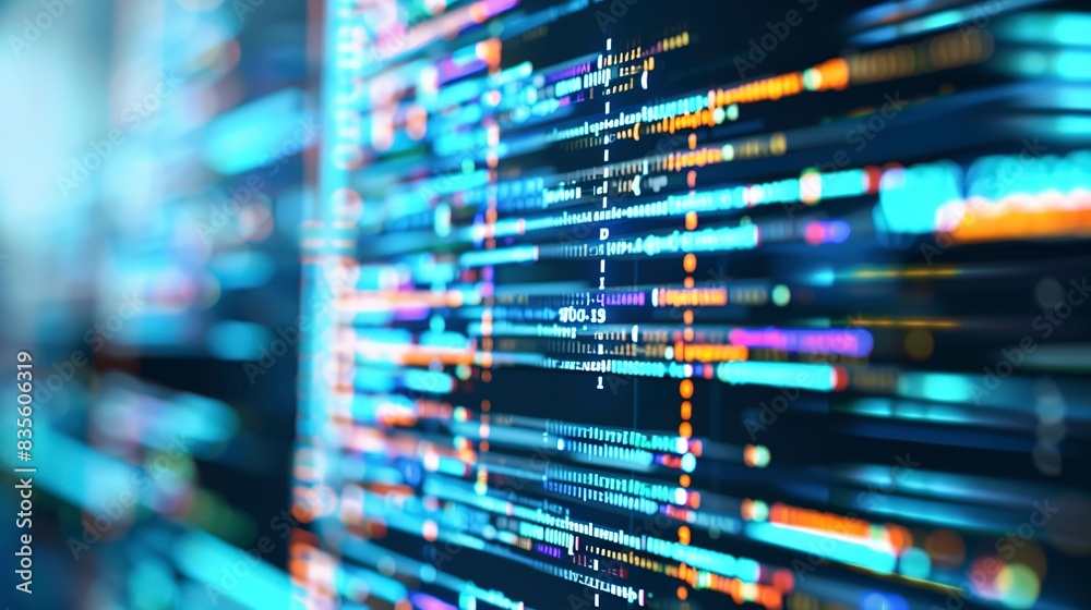 Poster data encryption process on a large screen, close-up, focused on encryption bar, high-tech operationa
