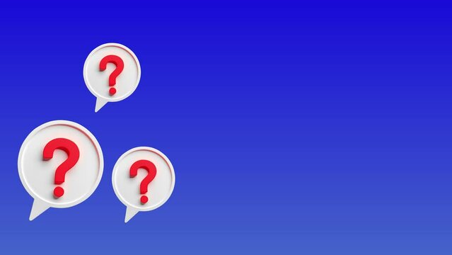 Speech bubble icon question mark floating inside, ideas emerging, copy space