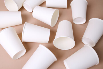 Blank White Cup For Mockup Isolated On Beige Background