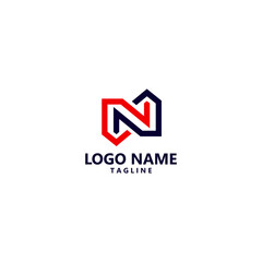 initial letter N arrow up down logo design vector